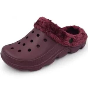 ACANS Winter Fluffy Clog Fur Lining Garden Shoes Warm Furry Indoor